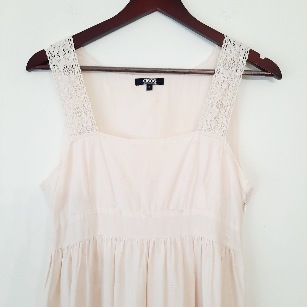 ASOS Ivory cotton embroidered lace strap sundress 8